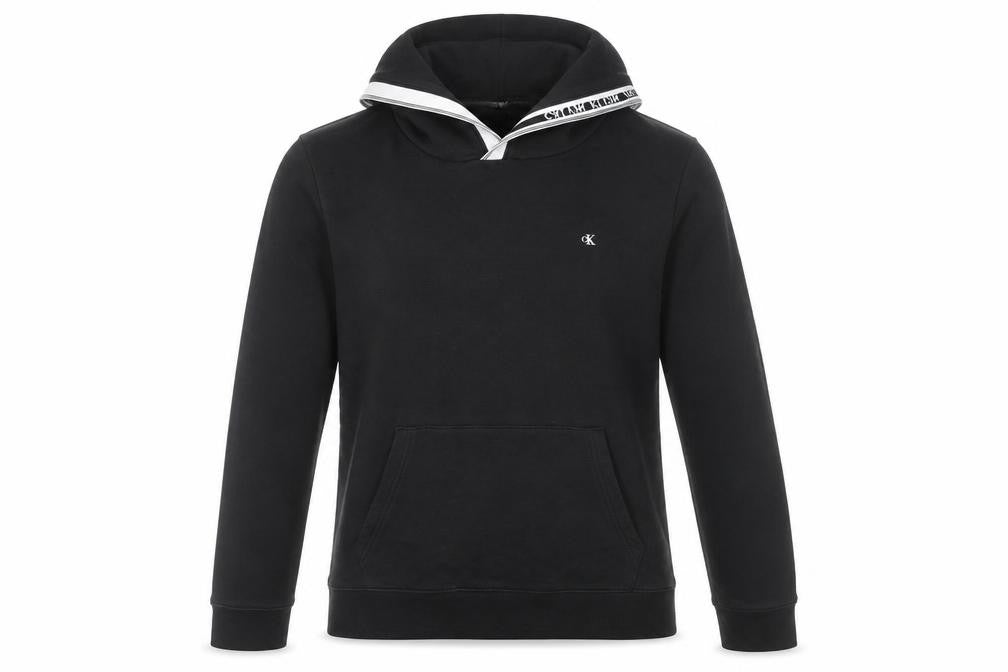 Front view of Calvin Klein girls’ black pullover hoodie, size 16