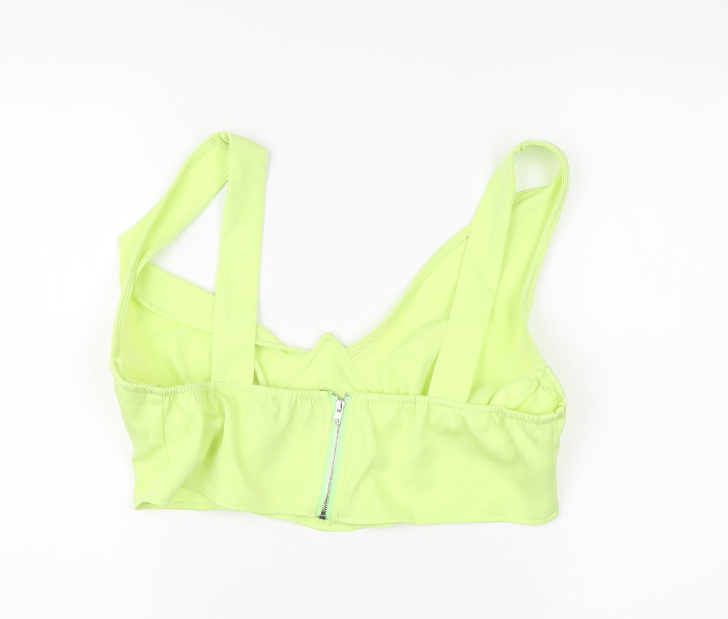 PrettyLittleThing Women’s Green Cropped Top UK 16 V-Neck