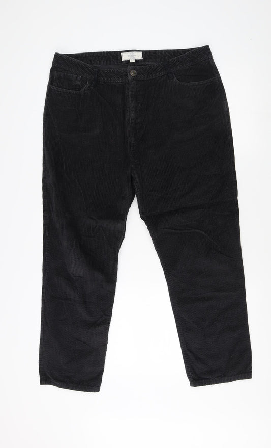 Fat Face Women's Black Corduroy Cropped Trousers Size 14
