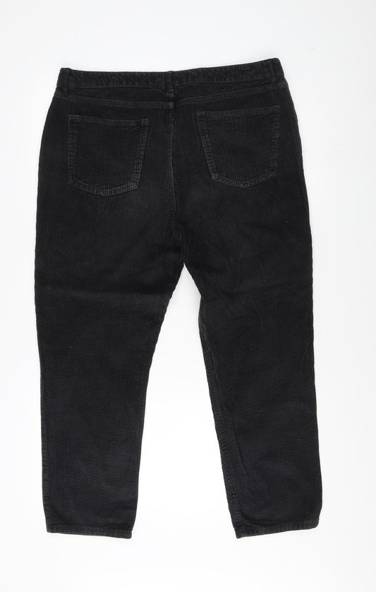 Fat Face Women's Black Corduroy Cropped Trousers Size 14