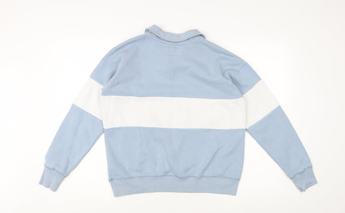 Back view of Abercrombie & Fitch Kids boys’ blue & white sweatshirt, size 13-14