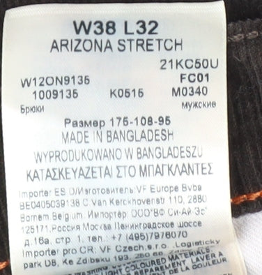 Wrangler Men's Black Corduroy Trousers W38 L32
