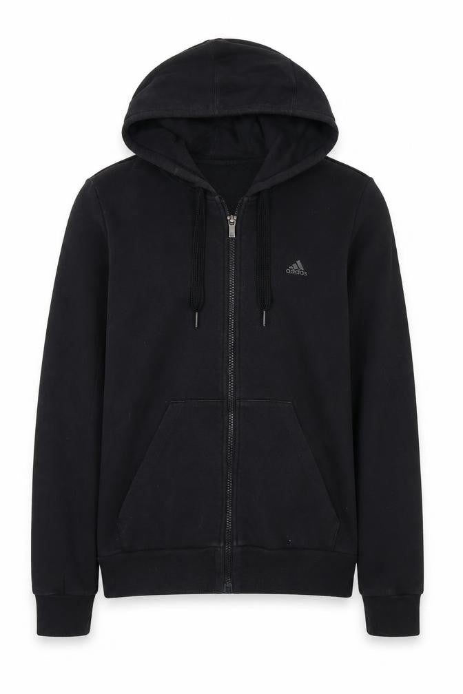 Mens UK S Regular adidas Black Full Zip Hoodie