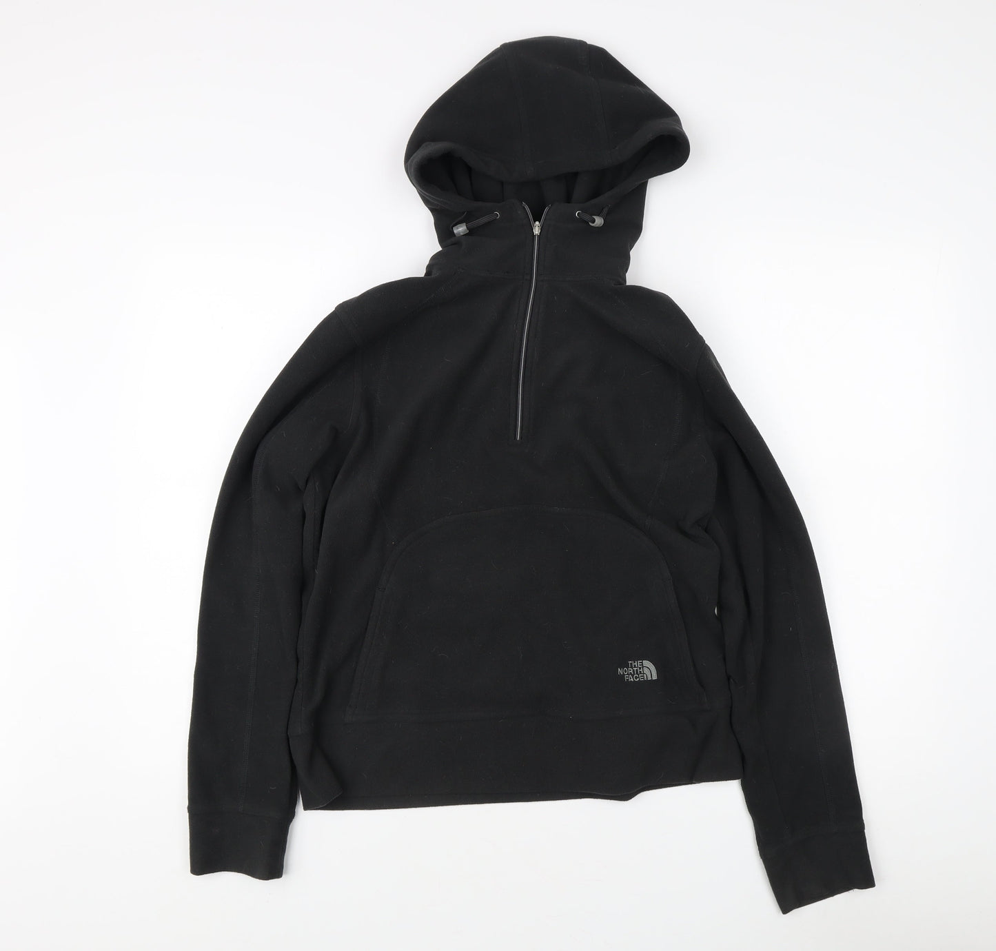 The North Face Women's Black Hooded 1/2 Zip Fleece Hoodie L