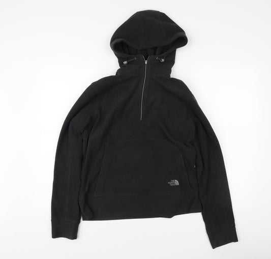 The North Face Women's Black Hooded 1/2 Zip Fleece Hoodie L