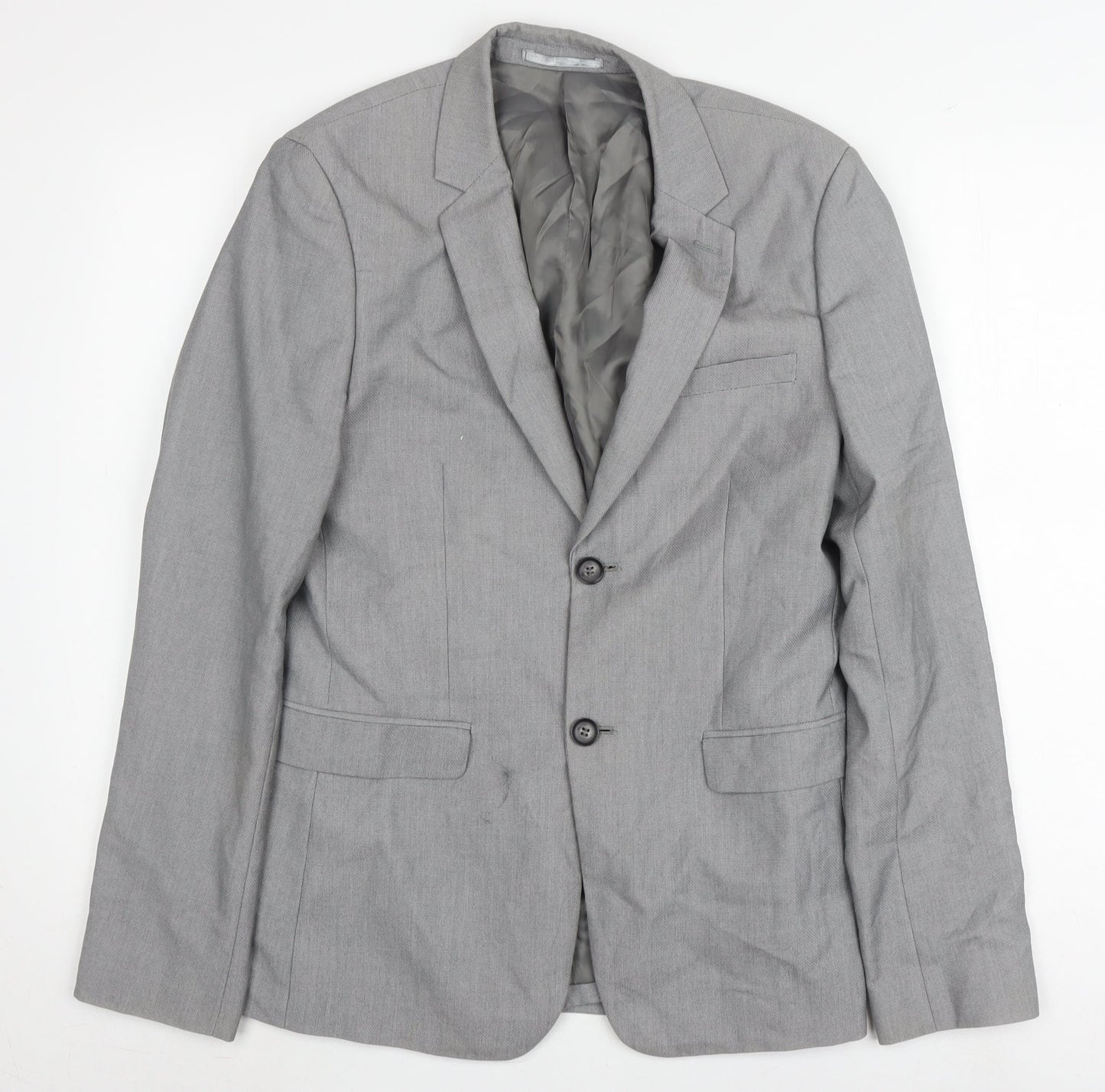 Topman Men's Grey Blazer, Size 36, Single-Breasted