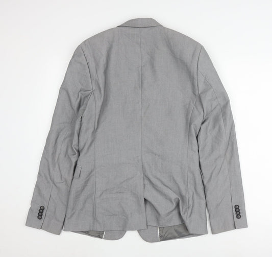 Topman Men's Grey Blazer, Size 36, Single-Breasted