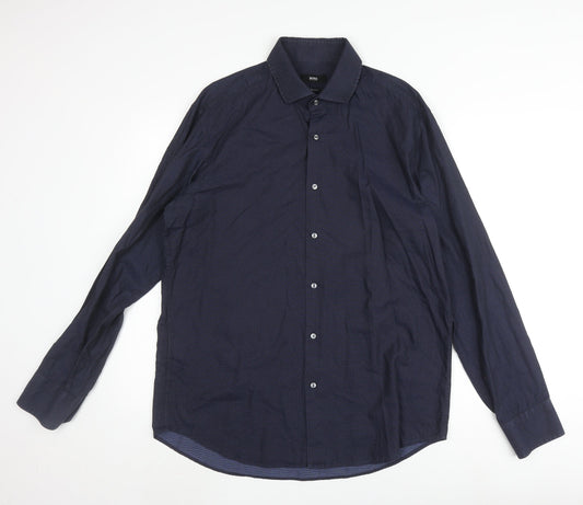 Hugo Boss Men's Blue Regular Fit Button-Up Shirt