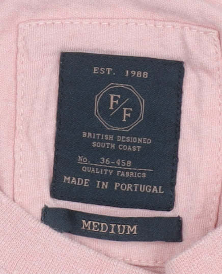 F/F Men's Pink Cotton Crew Neck T-Shirt, Size M