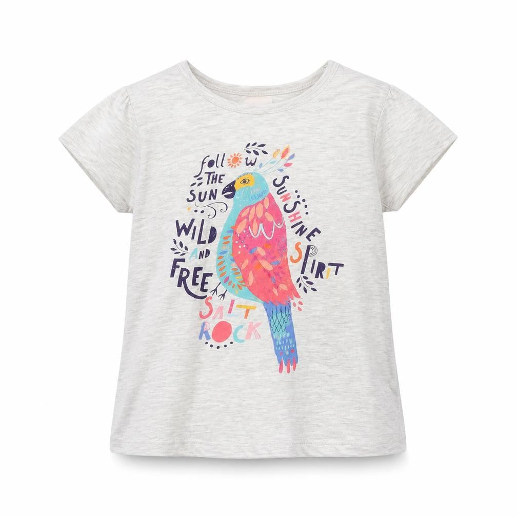 Front view of Saltrock girls’ grey graphic print t-shirt 5-6 years