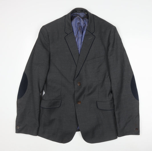 Ted Baker Men's Grey Wool Blazer, Regular Fit Size 4