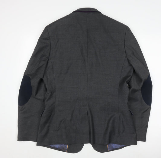 Ted Baker Men's Grey Wool Blazer, Regular Fit Size 4