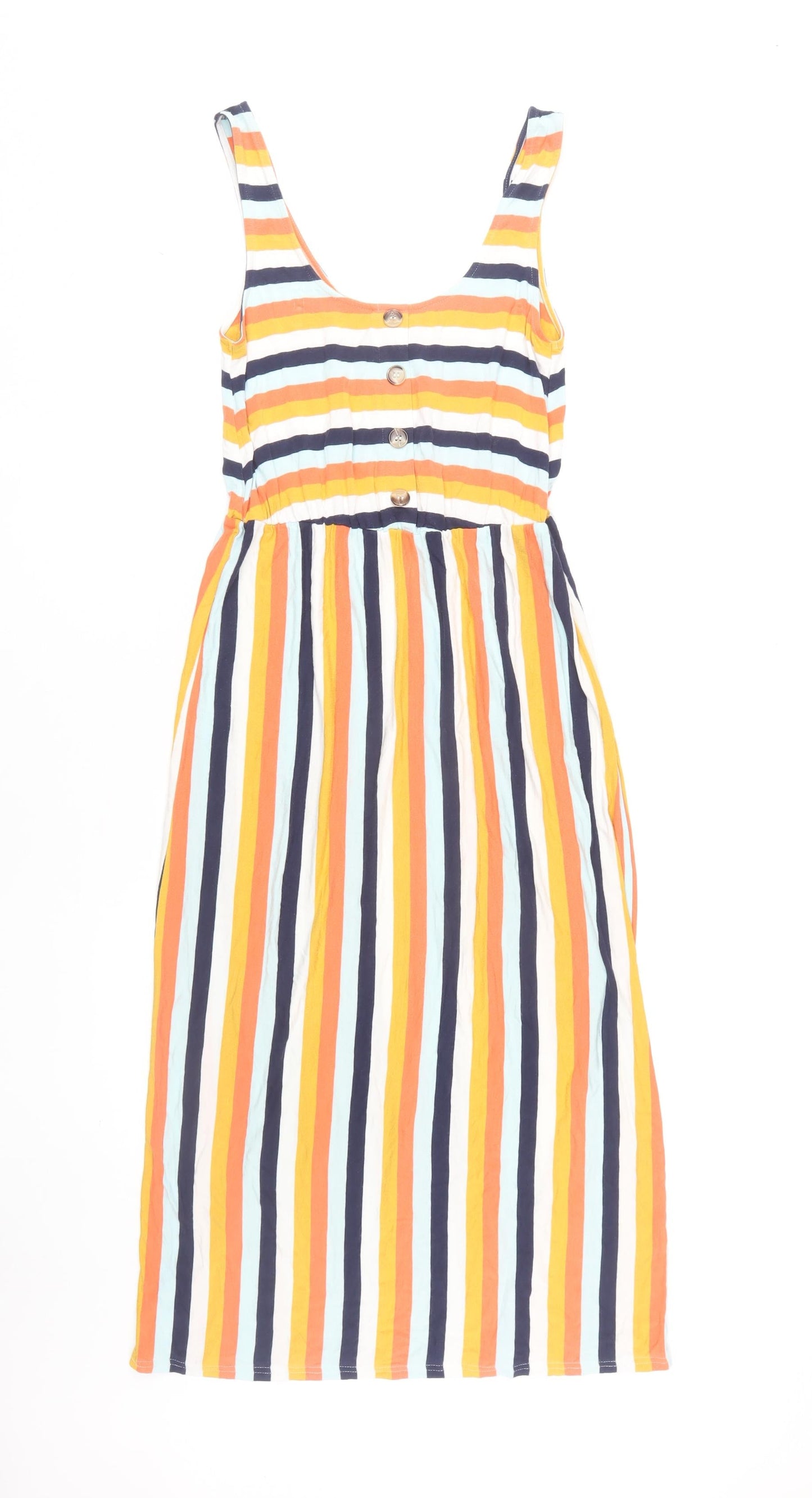 Warehouse Women's Multicoloured Stripe Midi Dress Size 8