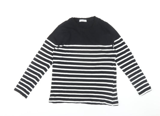 Stradivarius Women's Black Striped Long Sleeve T-Shirt L