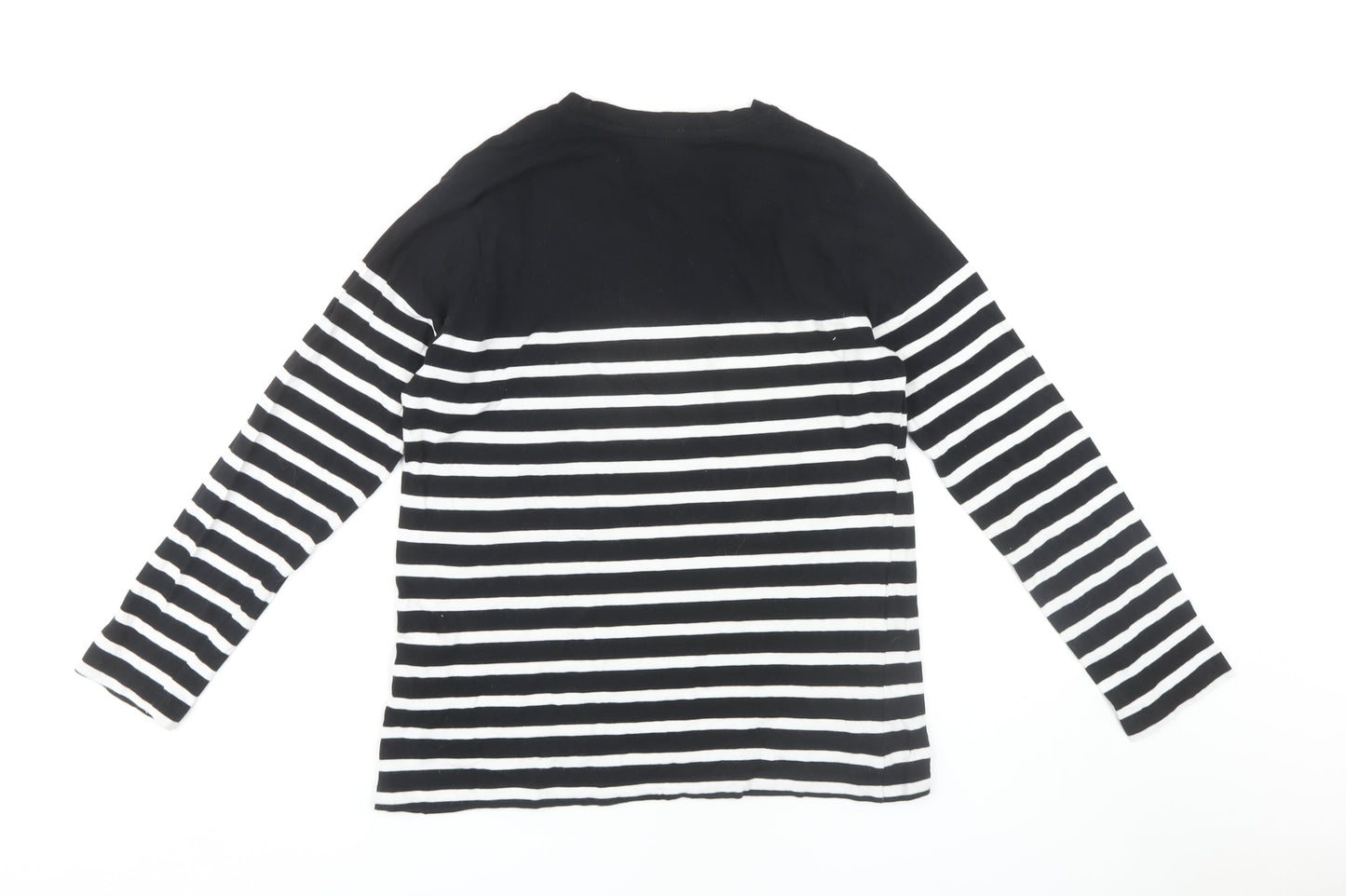 Stradivarius Women's Black Striped Long Sleeve T-Shirt L