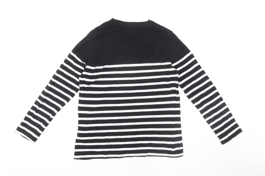 Stradivarius Women's Black Striped Long Sleeve T-Shirt L