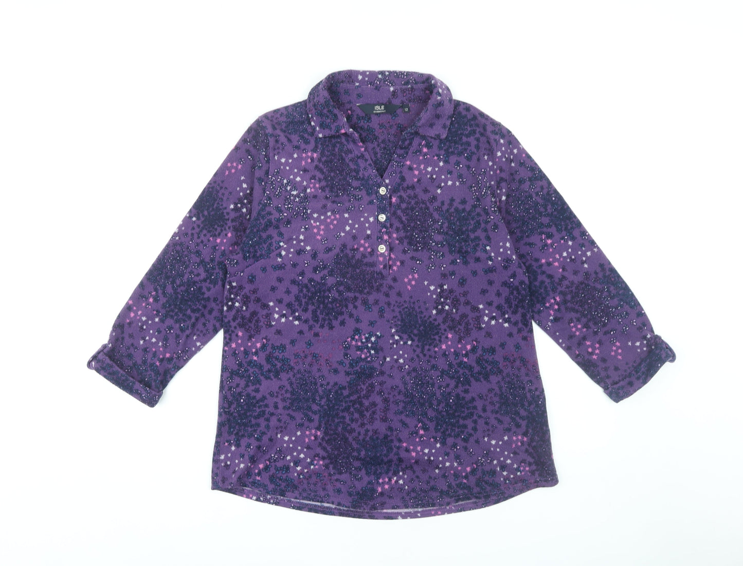 Isle Essentials Women's Purple Floral Blouse Size 12