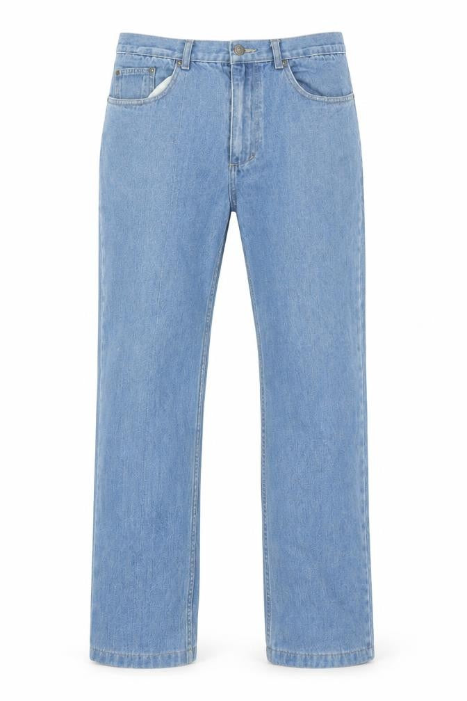 Front view of Vintage Jeans Men's Straight Blue Denim, size 38