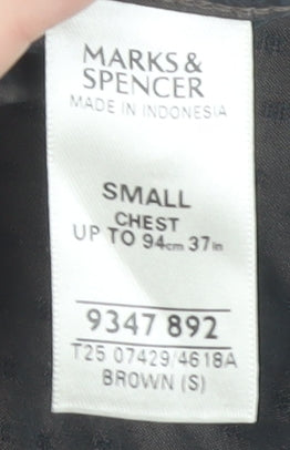 Marks and Spencer Men's Brown Short Sleeve Shirt, Size S