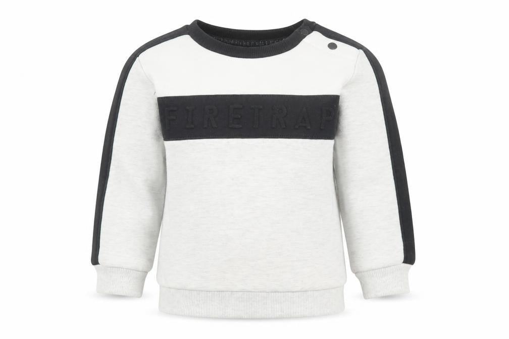Firetrap Unisex Grey Black Casual Top, 18-24 Months