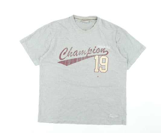 Champion Men's Grey Sports Graphic T-Shirt, Size L