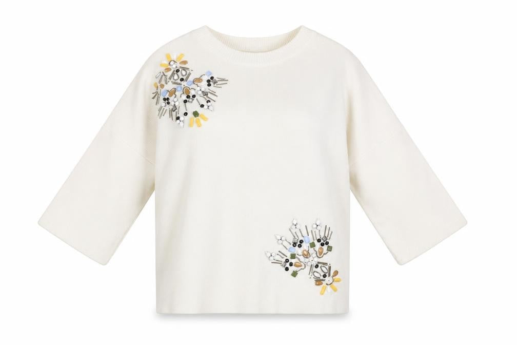Marks and Spencer Ivory Beaded Women's Pullover Jumper Size 8