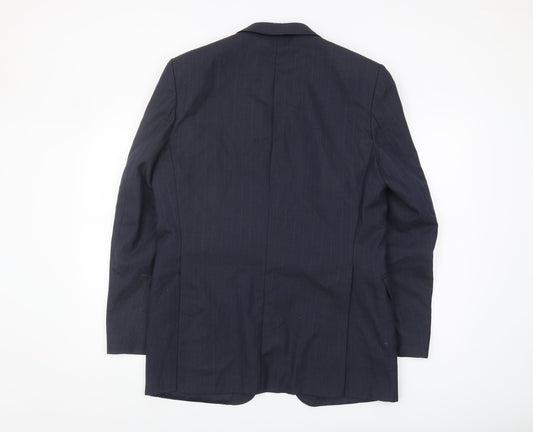 Boss Men's Blue Striped Blazer 40R Notch Lapel