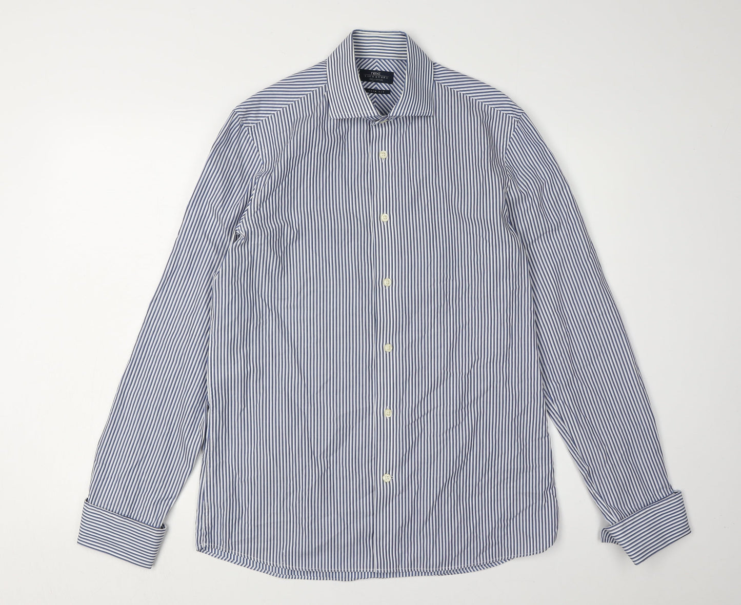 Next Men's Blue Striped Dress Shirt Size 15.5