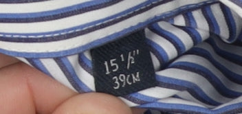 Next Men's Blue Striped Dress Shirt Size 15.5