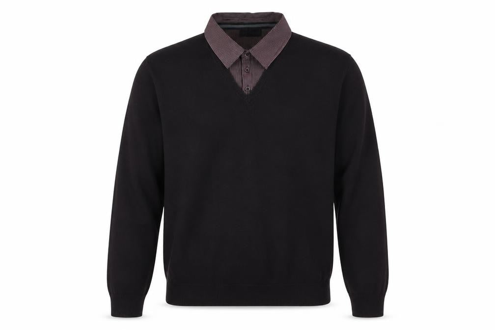 Marks and Spencer Men's Black Collared Pullover Jumper L