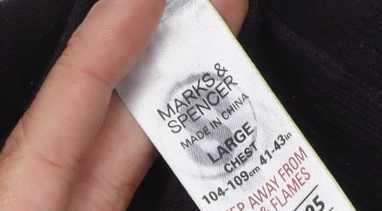 Marks and Spencer Men's Black Collared Pullover Jumper L
