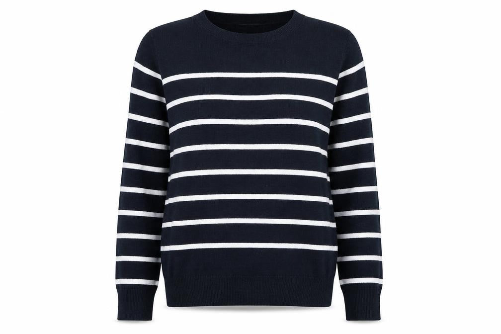 Marks and Spencer Women's Blue Striped Pullover Jumper