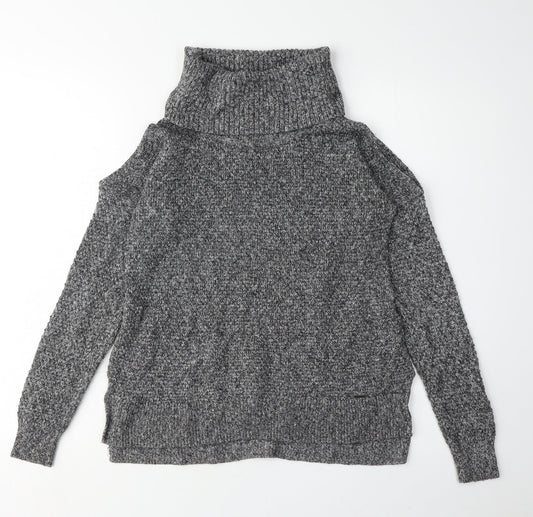 Hollister Women's Grey Roll Neck Jumper XS