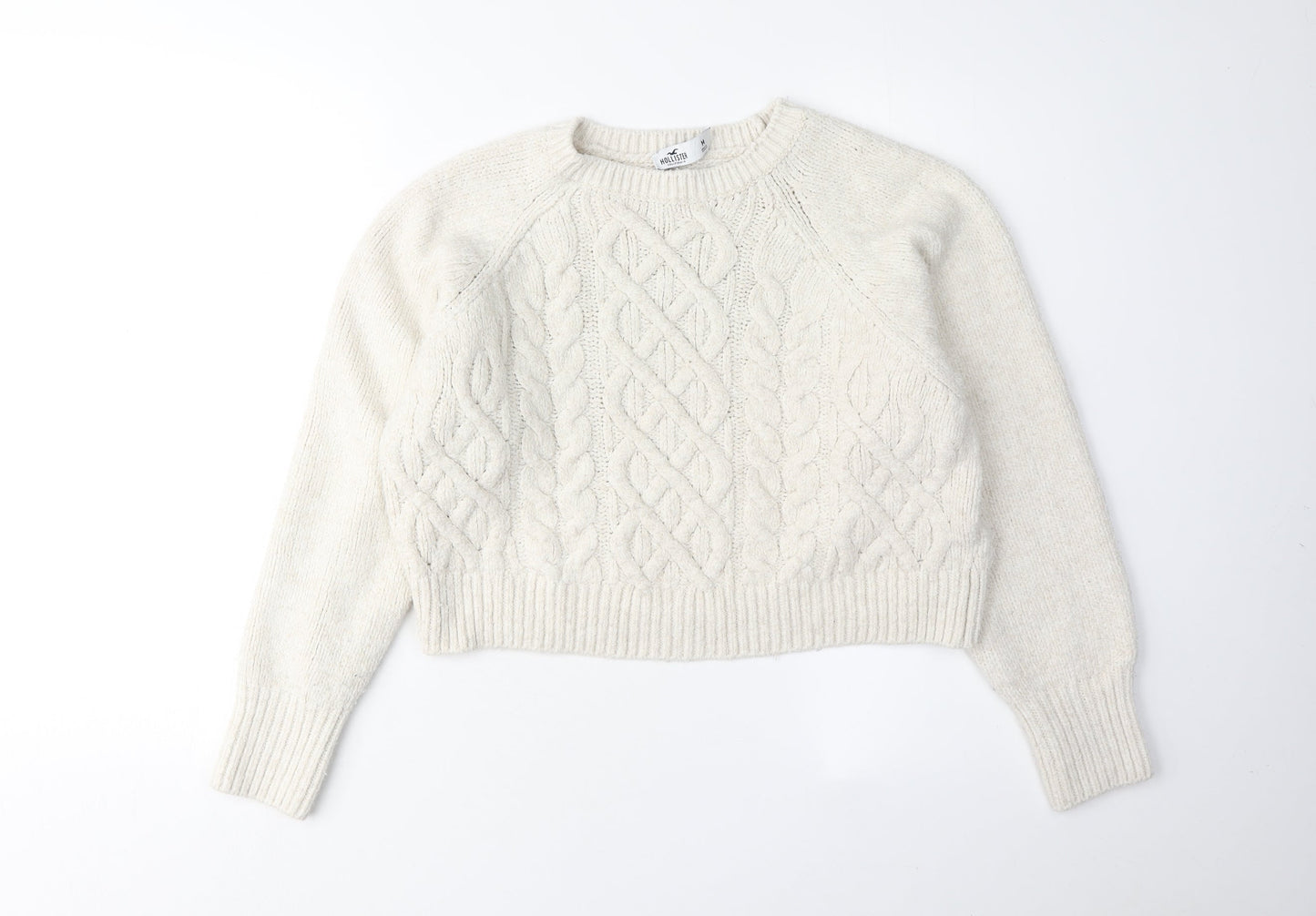 Hollister Women’s Ivory Cable-Knit Pullover - M