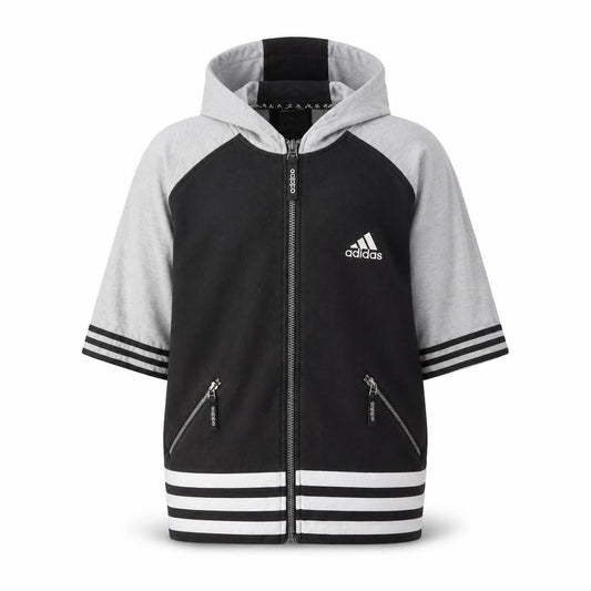 Front view of Adidas Men's Black Full Zip Hoodie, size M