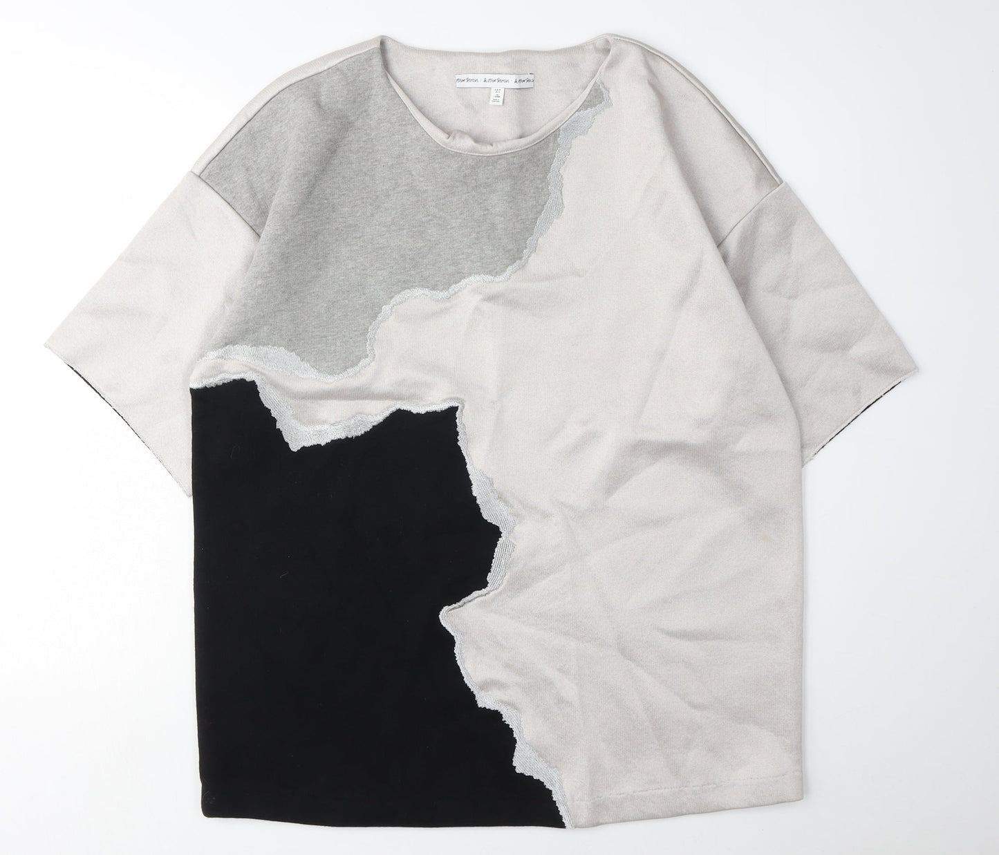 & Other Stories Women's Crew Neck Jumper, Black/Grey, Size 14