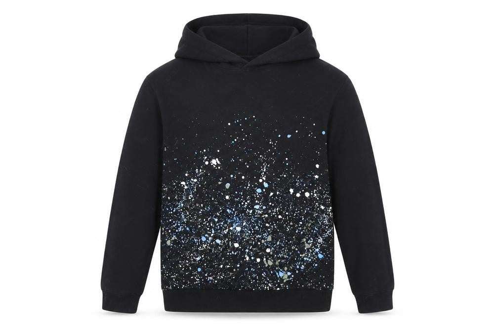 Front view of H&M boys’ black hoodie 11-12 years graphic print cotton