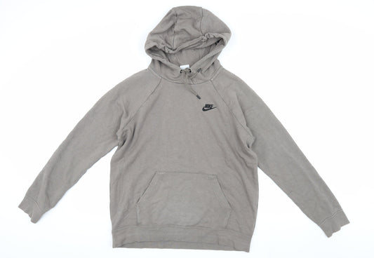 Nike Men's Grey Pullover Hoodie M Logo Accents