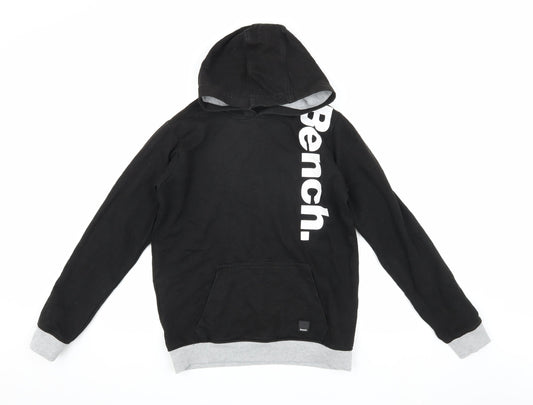 Bench Boys Black Pullover Hoodie with Logo, Size 13 Years