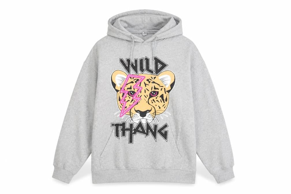 Shok Womens Activewear Grey Graphic Pullover Hoodie L