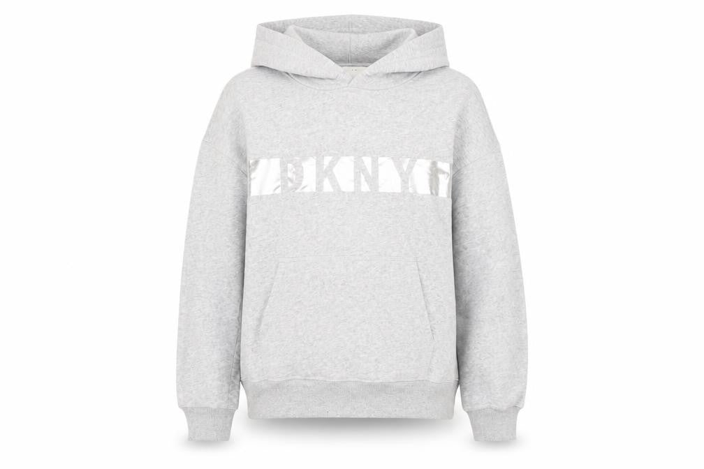 Womens UK L Regular DKNY Grey Pullover Hoodie