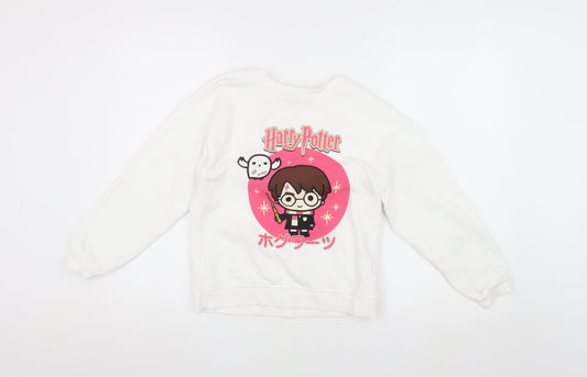 Harry Potter Girls White Pullover Sweatshirt 9-10Y Graphic Print