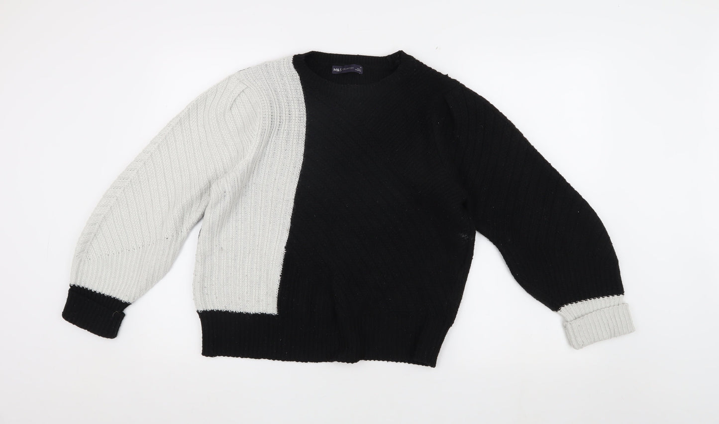 Marks and Spencer Women's Black Grey Crew Neck Jumper