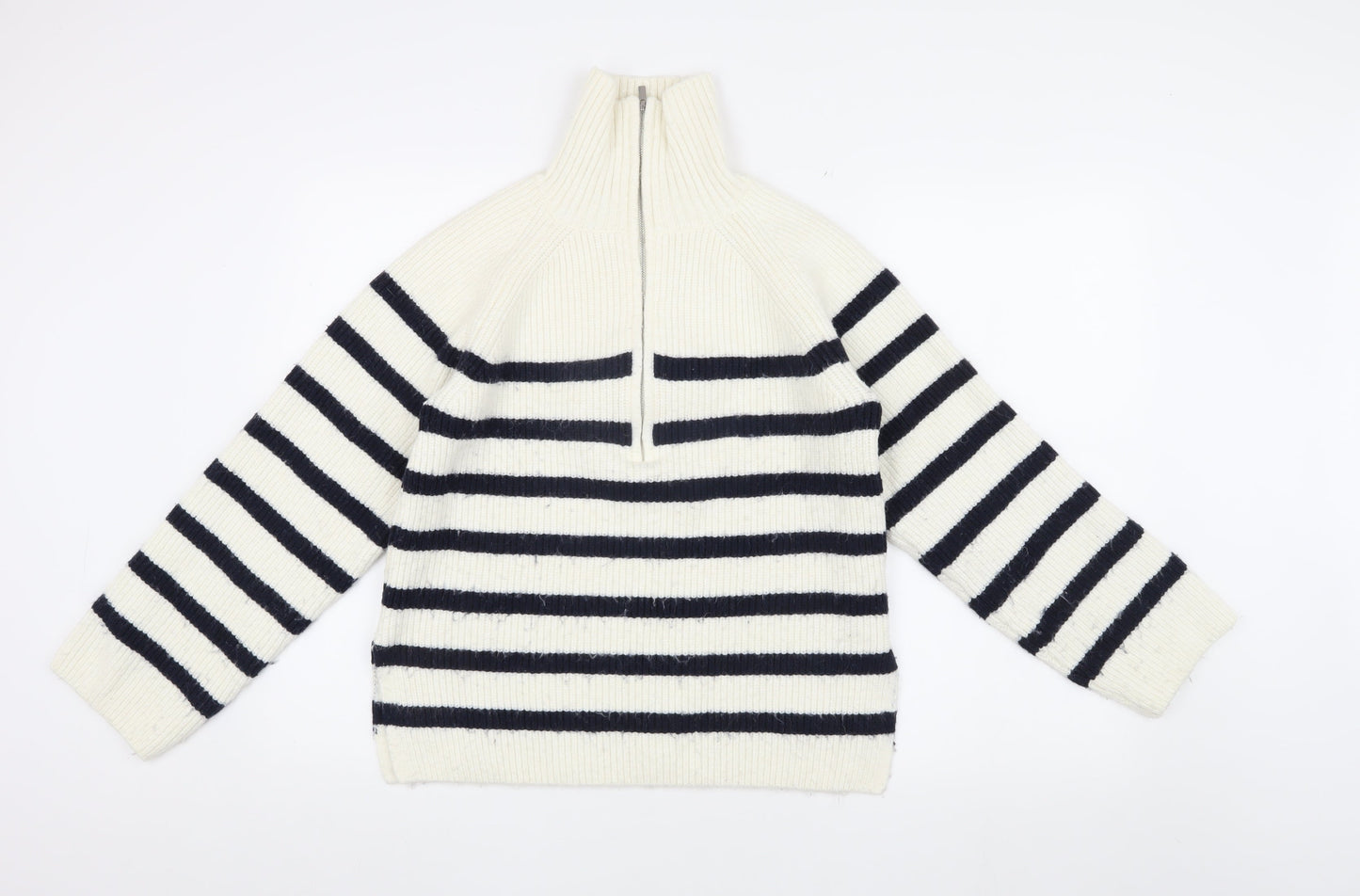 H&M Women's Ivory Striped Pullover Jumper S