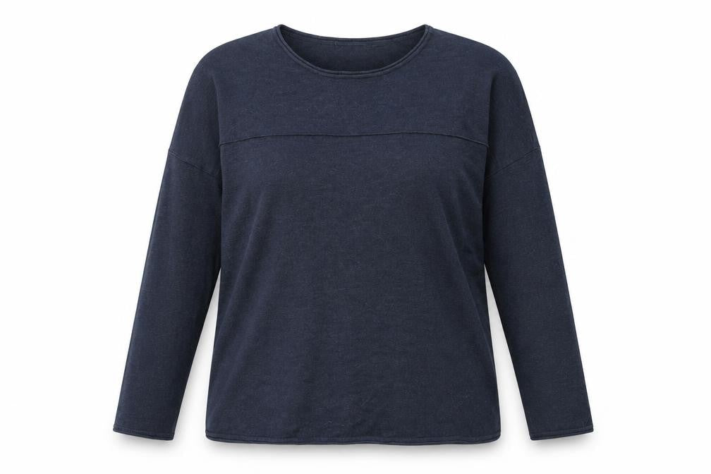 Front view of Yaya Women’s Blue Wool Blend jumper, size S
