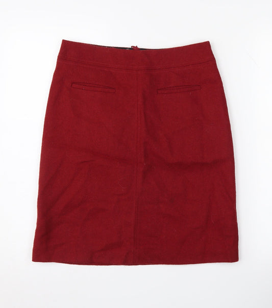 Laura Ashley Women's Red Wool Pencil Skirt, Size 8