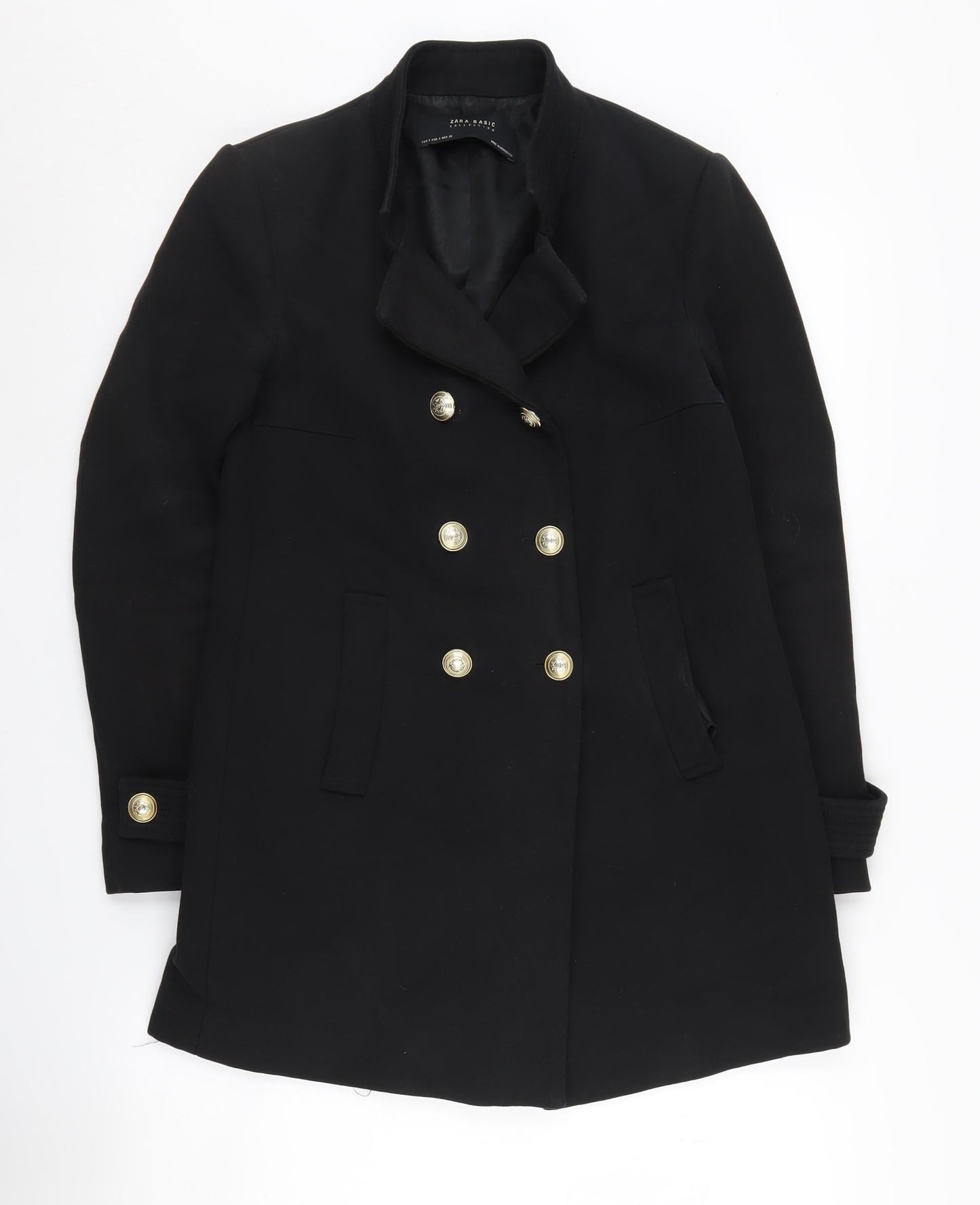 Zara Women's Black Wool Pea Coat S Casual Workwear