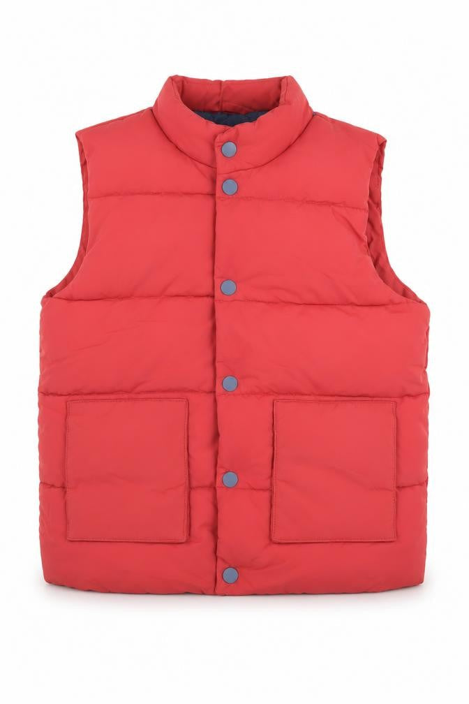 Front view of Marks & Spencer girls’ red puffer jacket 6-7 years