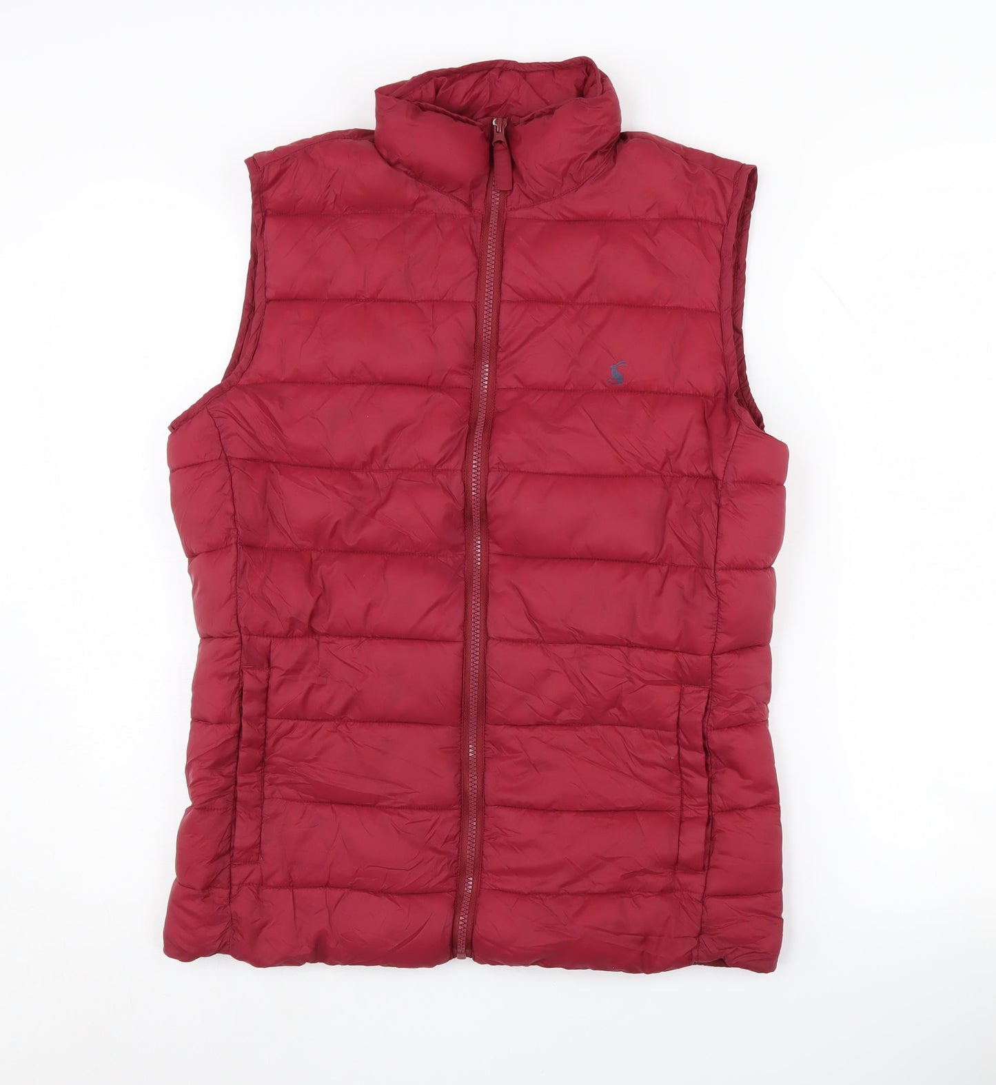 Joules Women's Red Puffer Waistcoat, S, Full Zip, Casual