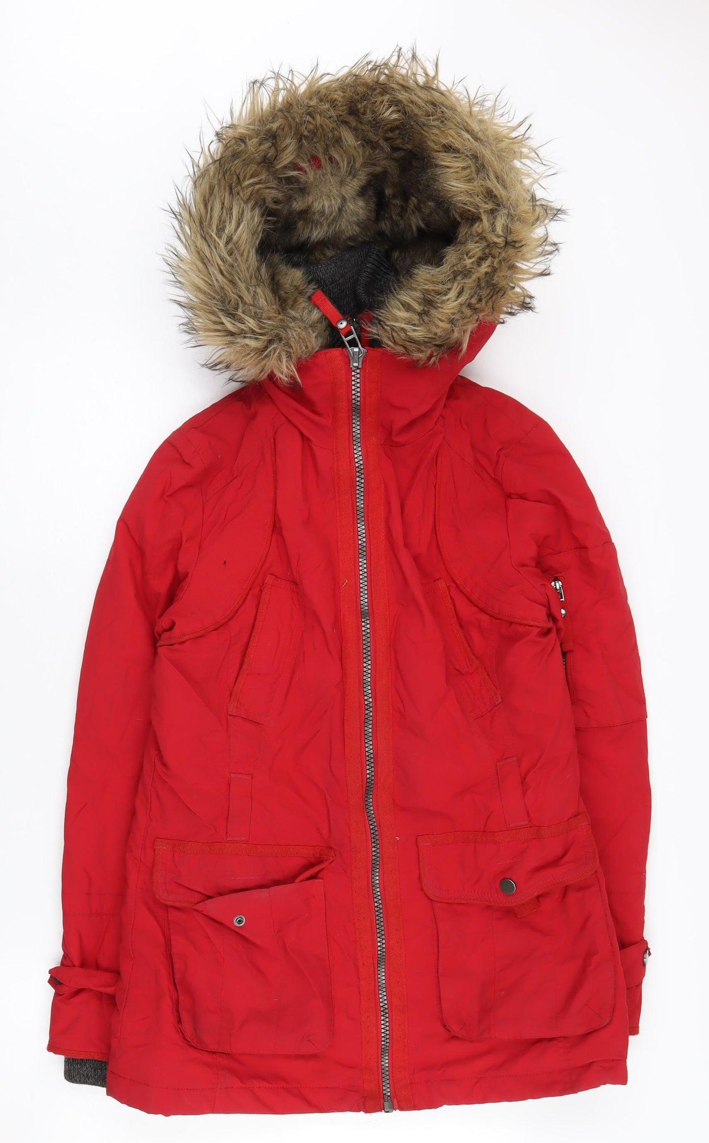 Next Women's Red Hooded Parka Jacket Size 10